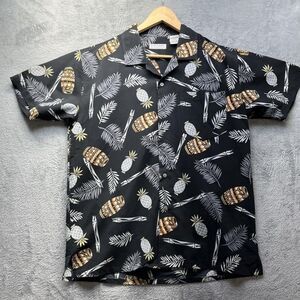 Bogari Shirt Small Oversized Dopamine Black Hawaiian Tiki Pineapple Dopamine 90s